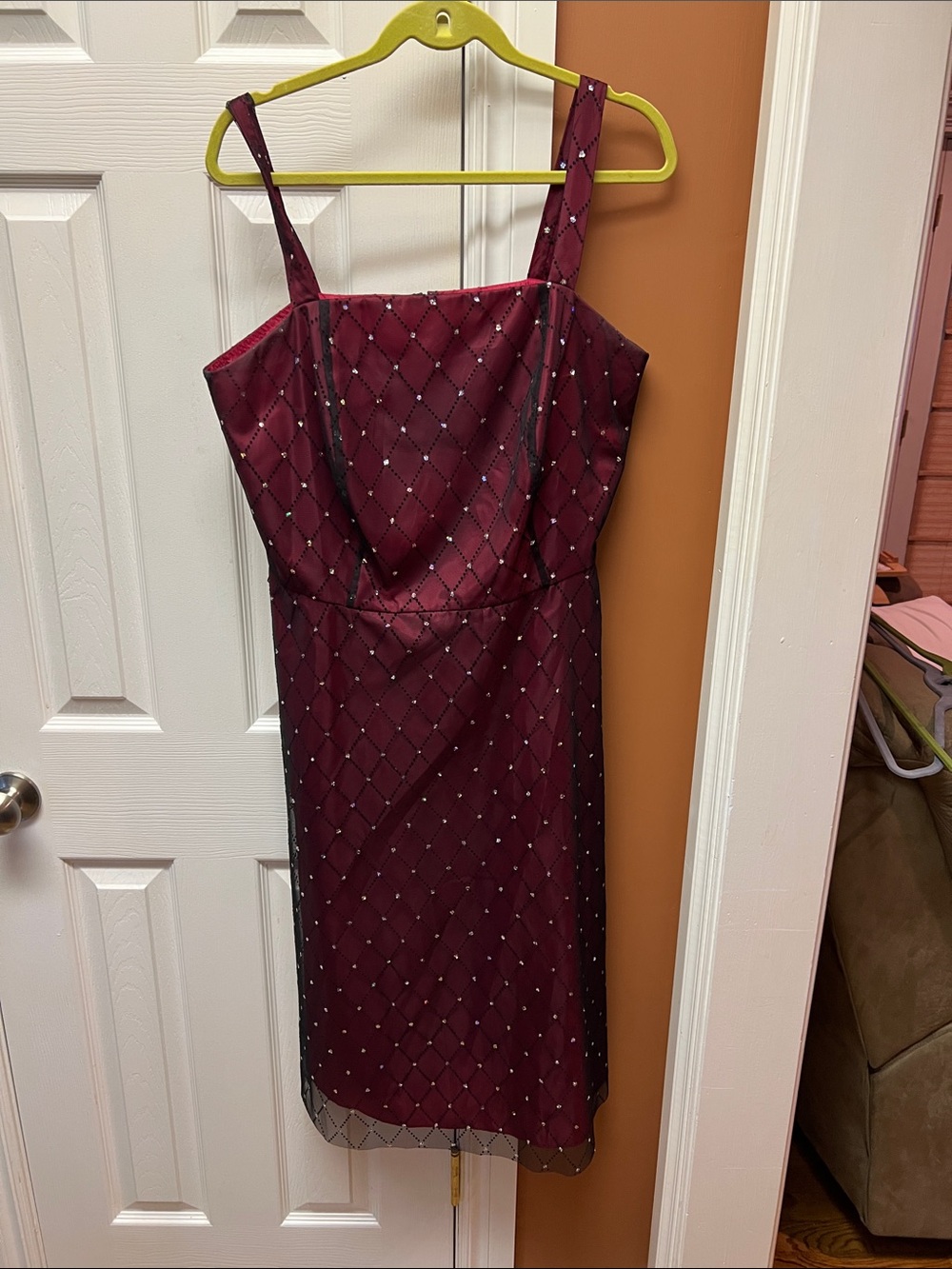 dressbarn Burgundy Beaded Midi Sheath Dress
